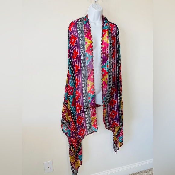 Large Abstract Geometric Rectangle Versatile Wear Scarf - Picture 8 of 14